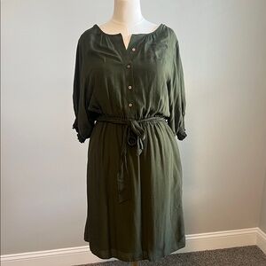 Anthropologie Forest Green Midi Dress